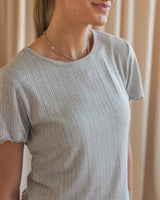 Grey Pointelle Tee