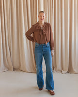 Remi Bow Blouse- Brown