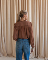 Remi Bow Blouse- Brown