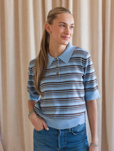 Ayla Striped Polo- Blue