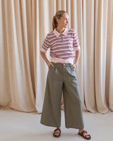 Ayla Striped Polo- Pink