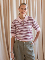 Ayla Striped Polo- Pink