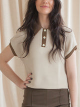 Contrast Polo- Brown