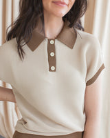 Contrast Polo- Brown