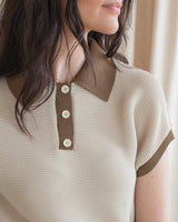 Contrast Polo- Brown