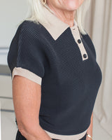 Contrast Polo- Black