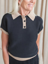 Contrast Polo- Black