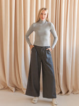 Herringbone Wide Leg Trouser
