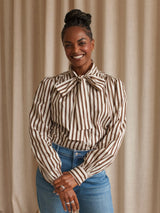 Mabel Bow Blouse - Brown