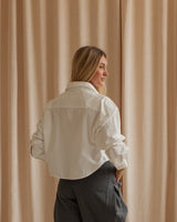 White Cropped Button Down