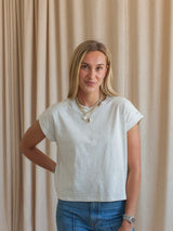Ava Cuffed Tee- Gray