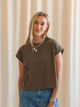Ava Cuffed Tee- Olive
