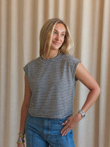 Kaya Striped Tee- Black