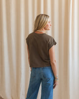 Ava Cuffed Tee- Olive