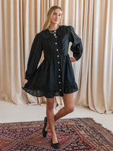Black Pintuck Mini Dress