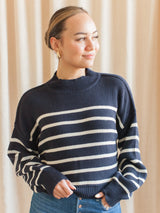 Julian Stripe Sweater - Navy