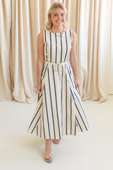 Elana Striped Midi Dress