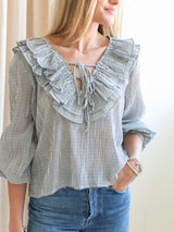 Rachelle Ruffle Blouse- Plaid
