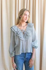 Rachelle Ruffle Blouse- Plaid