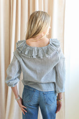 Rachelle Ruffle Blouse- Plaid