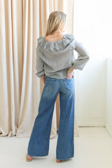 Rachelle Ruffle Blouse- Plaid