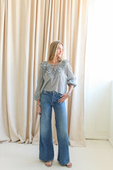 Rachelle Ruffle Blouse- Plaid