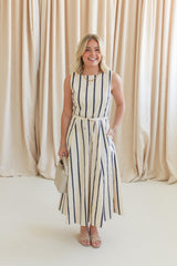 Elana Striped Midi Dress