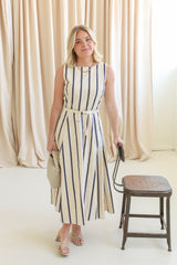 Elana Striped Midi Dress