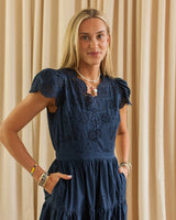 Lucille Eyelet Maxi Dress - Navy