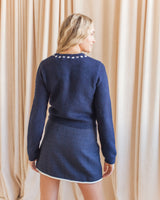 Navy Tweed Mini Skirt