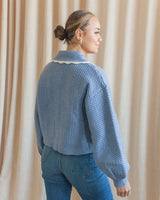 Nina Ribbed Cardigan - Sky