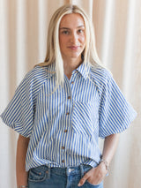 Sophie Pinstripe Blouse - Blue