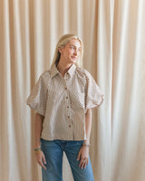 Sophie Pinstripe Blouse - Brown