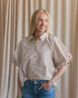 Sophie Pinstripe Blouse - Brown