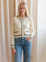 Esme Contrast Cardigan - Ivory