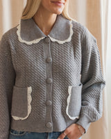 Nina Ribbed Cardigan - Grey