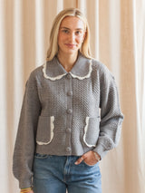 Nina Ribbed Cardigan - Grey