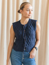 Lucy Cable Knit Vest - Navy