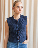 Lucy Cable Knit Vest - Navy