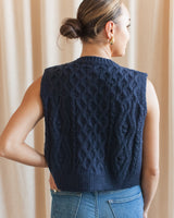 Lucy Cable Knit Vest - Navy