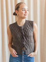 Lucy Cable Knit Vest - Charcoal