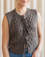 Lucy Cable Knit Vest - Charcoal