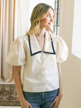 Tara Contrast Collared Blouse