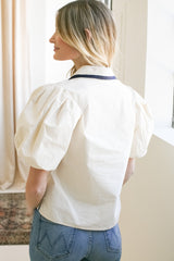 Tara Contrast Collared Blouse