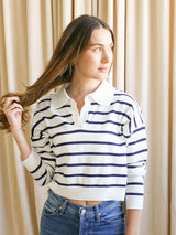 Sydney Stripe Polo - Navy