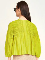 Mirth Ynez Hand Smocked Blouse in Citronelle
