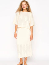 Mirth Lokaro Pointelle Skirt in Bone