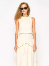 Mirth Santanyi Tank in Lime Jamdani