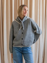 Elena Scarf Cardigan- Grey