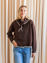 Elena Scarf Cardigan- Chocolate